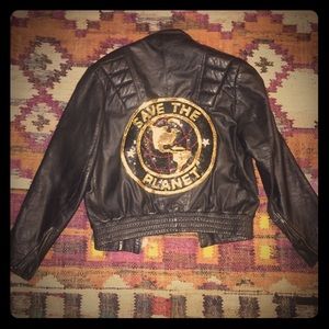 *FESTIVAL* Sequin patched vintage leather jacket